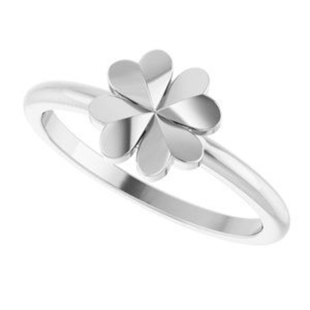 Sterling Silver Four-Leaf Clover Stackable Ring - image 5